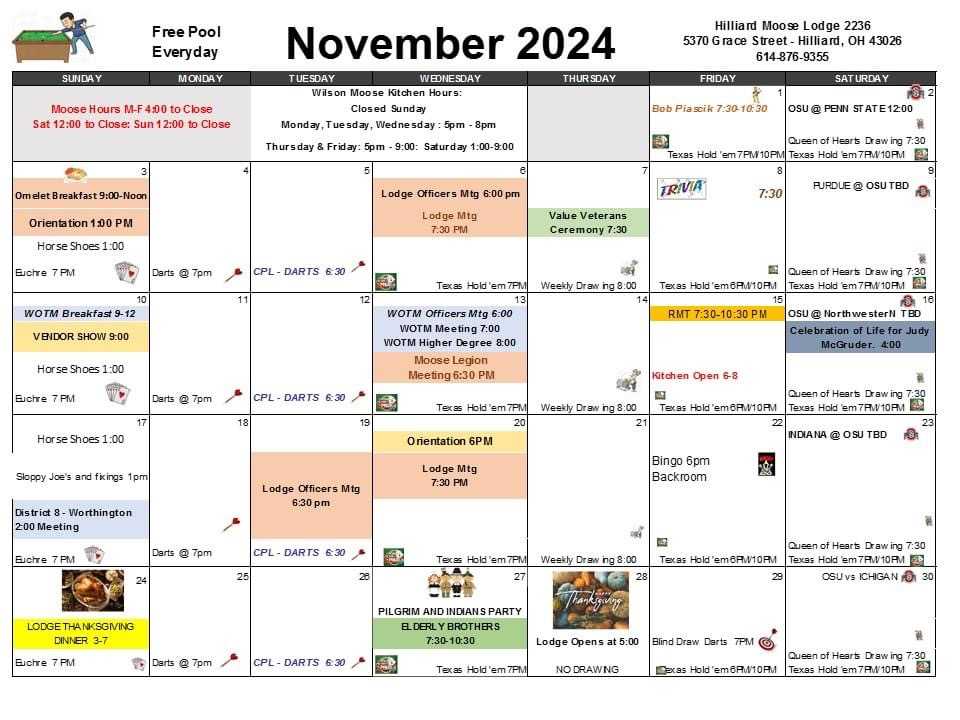 November Calendar 